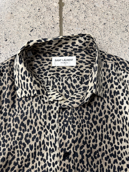 SS2014 Saint Laurent ‘Babycat’ Leopard Print Button Down Shirt