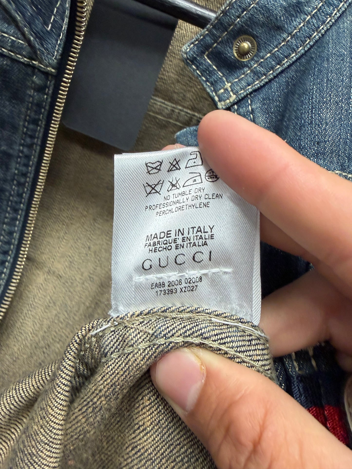 2006 Gucci ‘Stripe Logo’ Denim Cafe-Racer Motorcycle Jacket