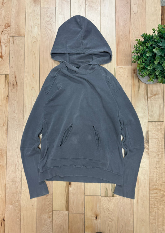 2000s Rick Owens ‘Slab’ Bruised Purple Distressed Hoodie