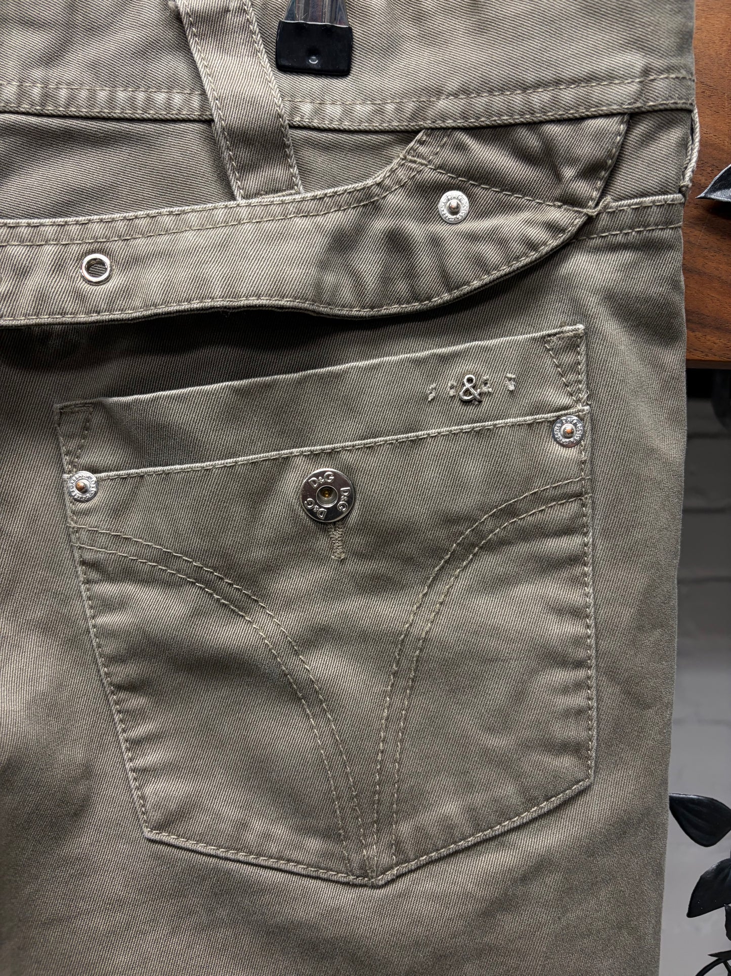 Vintage Dolce & Gabbana Bootcut Military Green Cargo Denim