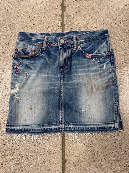 2000s Hysteric Glamour ‘Love Buzz’ Denim Mini Skirt
