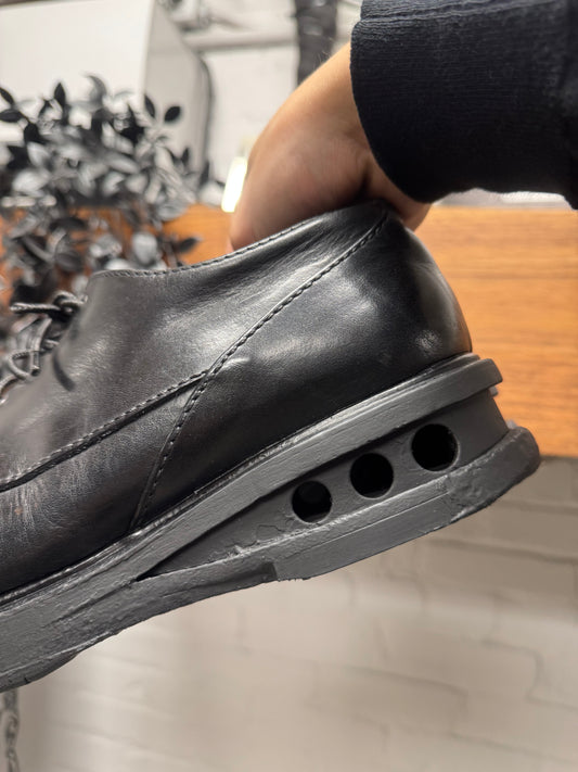 Dirk Bikkembergs ‘Easy Rider’ Cutout Sole Black Leather Derbies