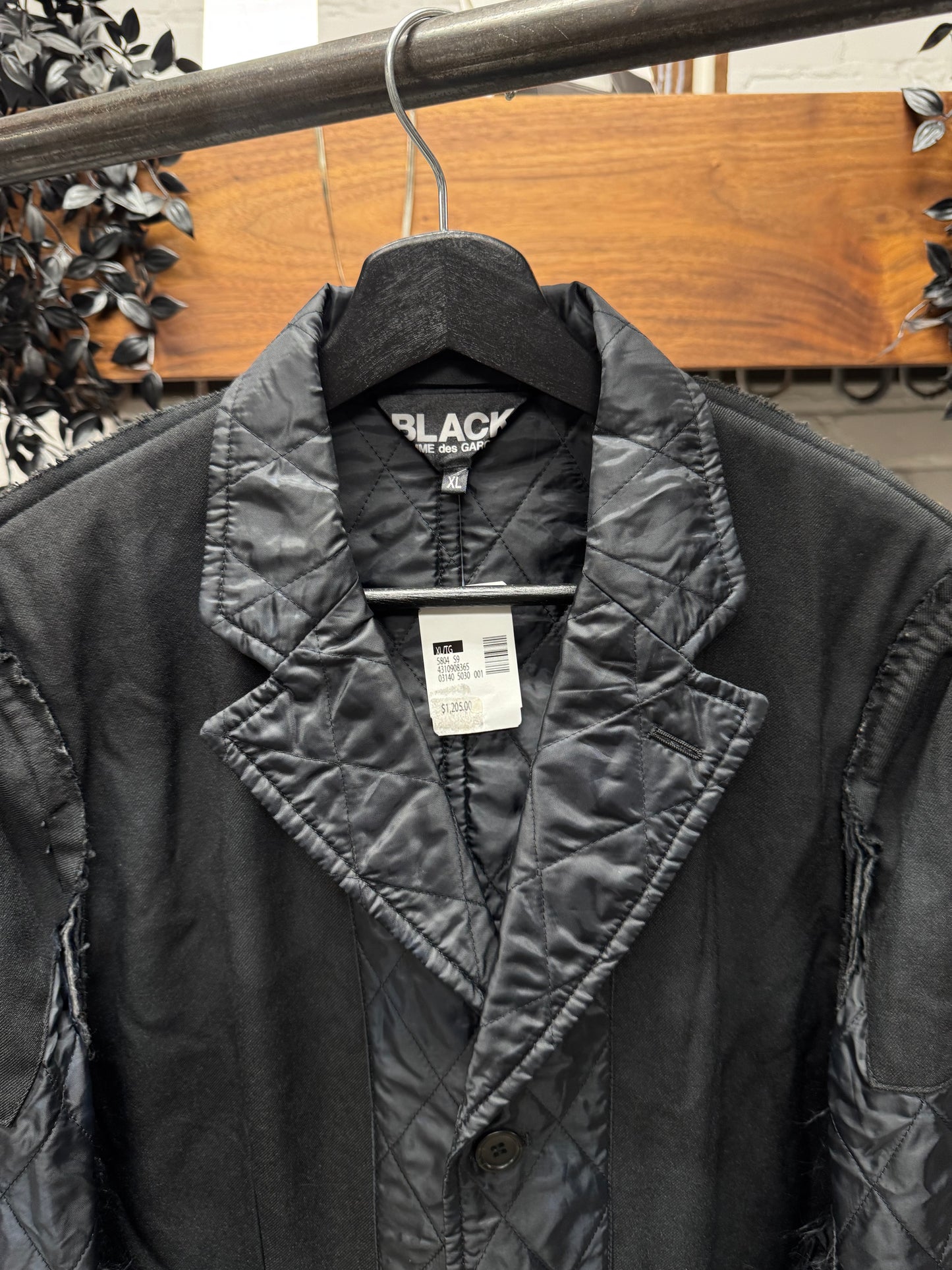 2018 Comme Des Garçons Black ‘Reconstructed’ Exposed Liner/Cotton Long Coat