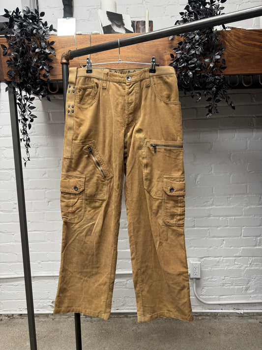 Vintage Dolce & Gabbana ‘Sashiko Repaired’ Brown Corduroy Cargo Pants