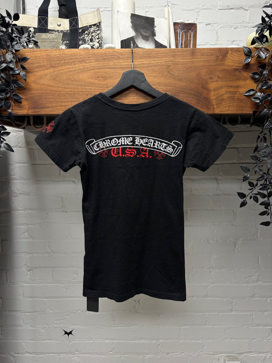 Chrome Hearts ‘USA’ Black/Red Scroll Logo T-Shirt