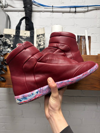 Maison Margiela ‘Future’ Burgundy/Dip Dyed Leather High Top Sneakers