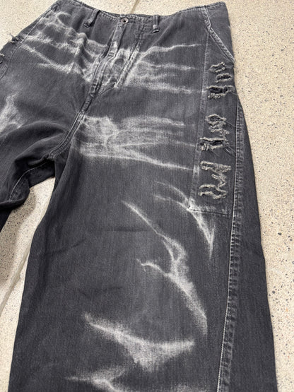 AW2019 Julius 10oz Bleach Distressed Wide Leg Denim