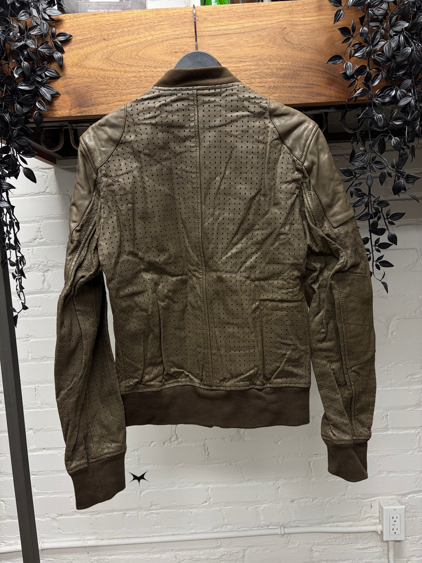 Dolce & Gabbana Perforated Buffalo Leather Bomber Jacket