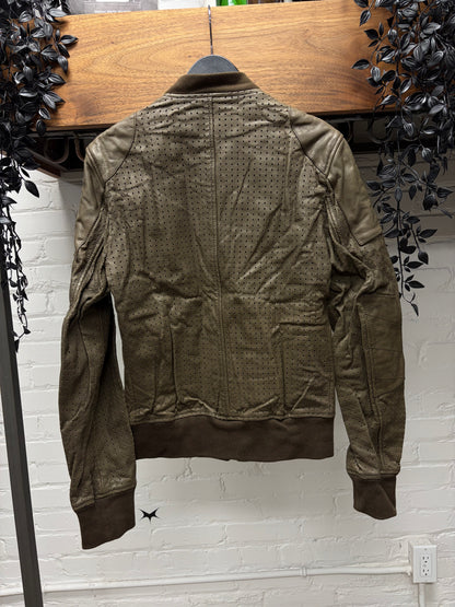 Dolce & Gabbana Perforated Buffalo Leather Bomber Jacket
