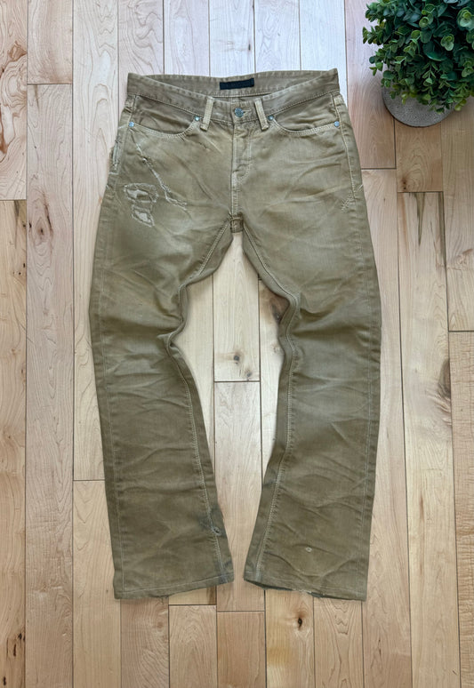 Fuga ‘Sand Brown’ Distressed Flared Denim