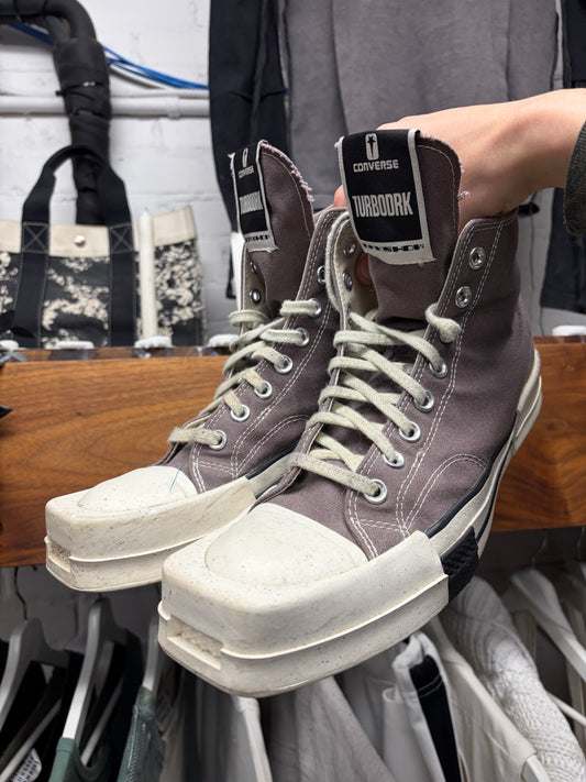 Rick Owens x Converse ‘TurboDRK’ Grey Square Toe High Top Sneakers