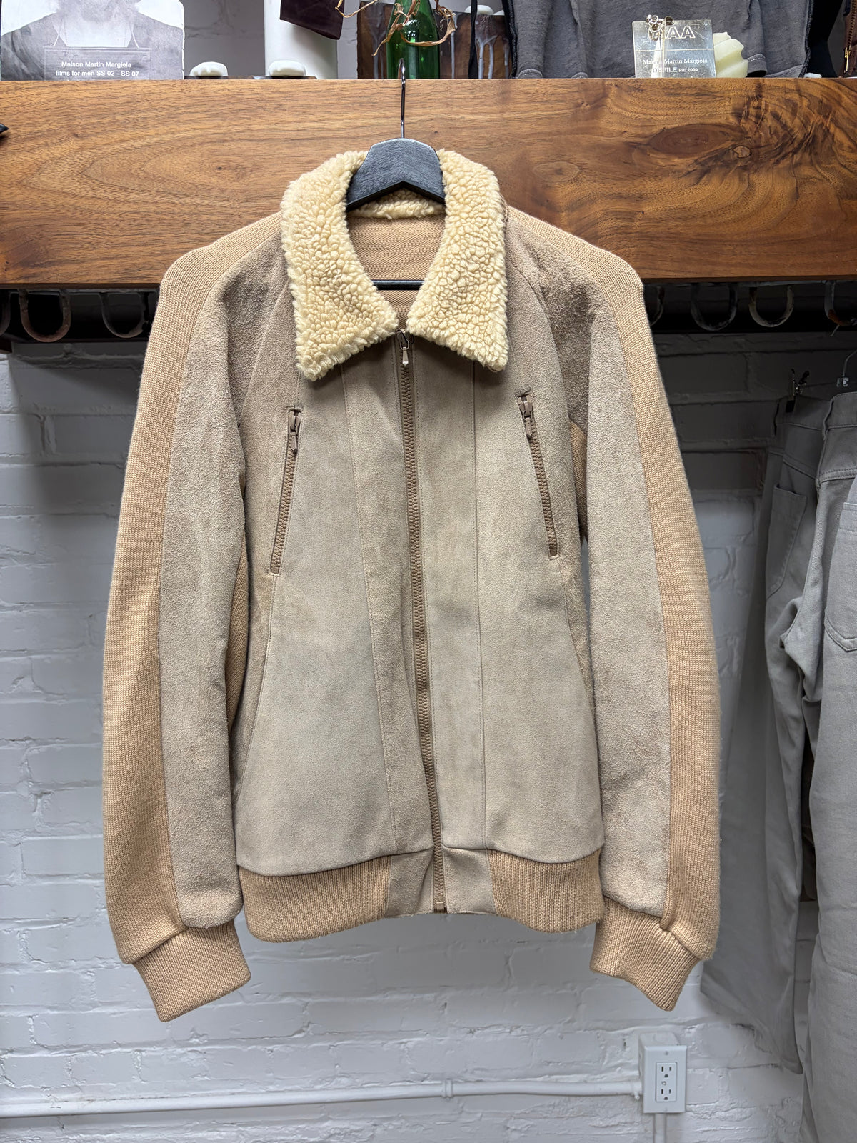 AW2003 Number (N)ine ‘Touch Me I’m Sick’ Suede Shearling Collared Jacket
