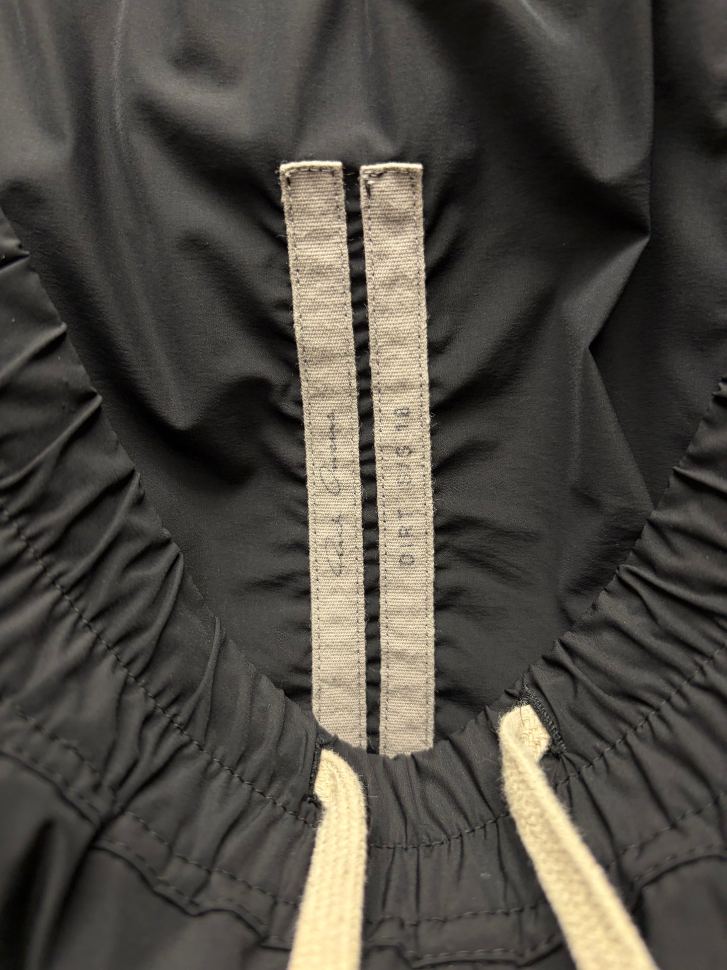 SS2018 Rick Owens ‘Dirt’ Drop Crotch Black ‘Pod’ Drawstring Shorts