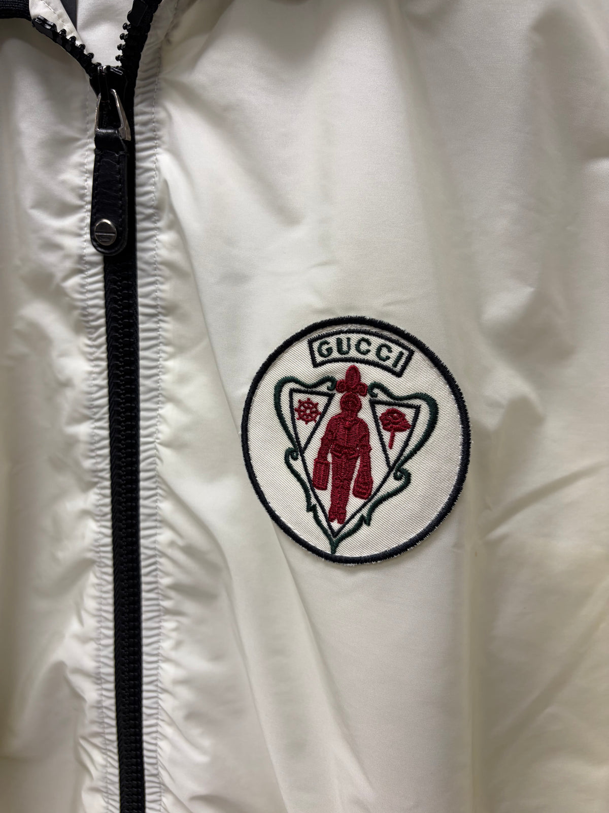 2000s Gucci White ‘Crest Logo’ Bomber Jacket
