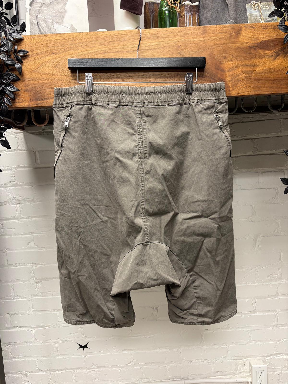 SS2015 Rick Owens ‘Faun’ Dust ‘Basket Swinger’ Drop Crotch Shorts