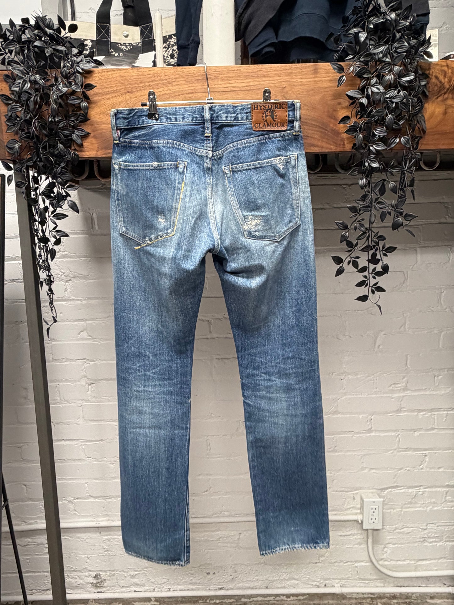 2000s Hysteric Glamour Blue Patchwork Skinny Jeans