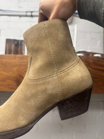 Saint Laurent Brow n Suede ‘Lukas’ Cuban Heel Pointed Toe Boots