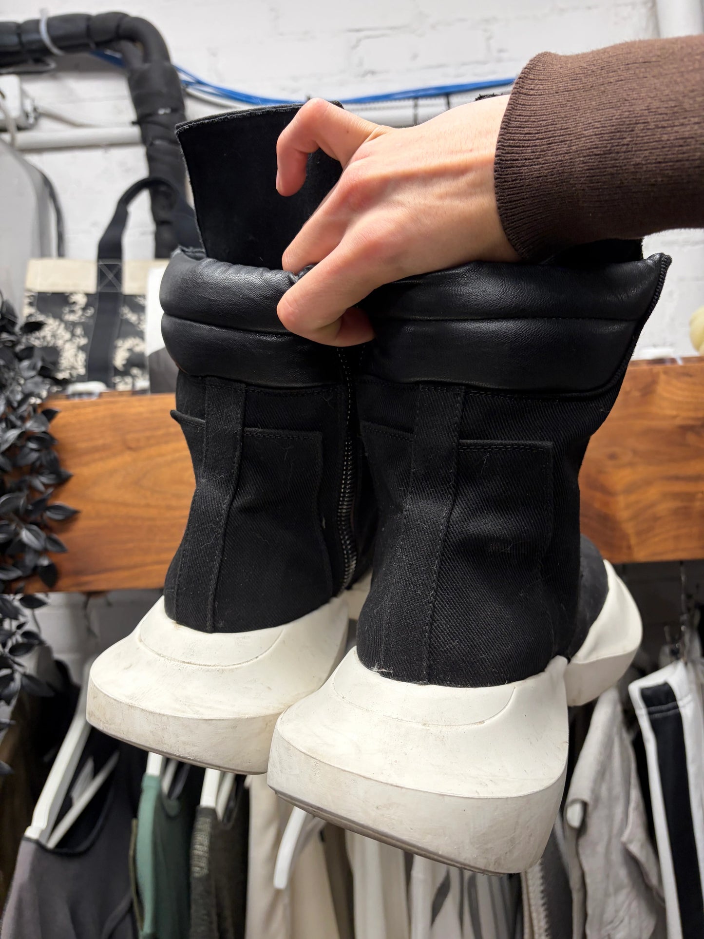Rick Owens Fogachine DRKSHDW ‘Army Split Sole’ Black Canvas High Top Sneakers