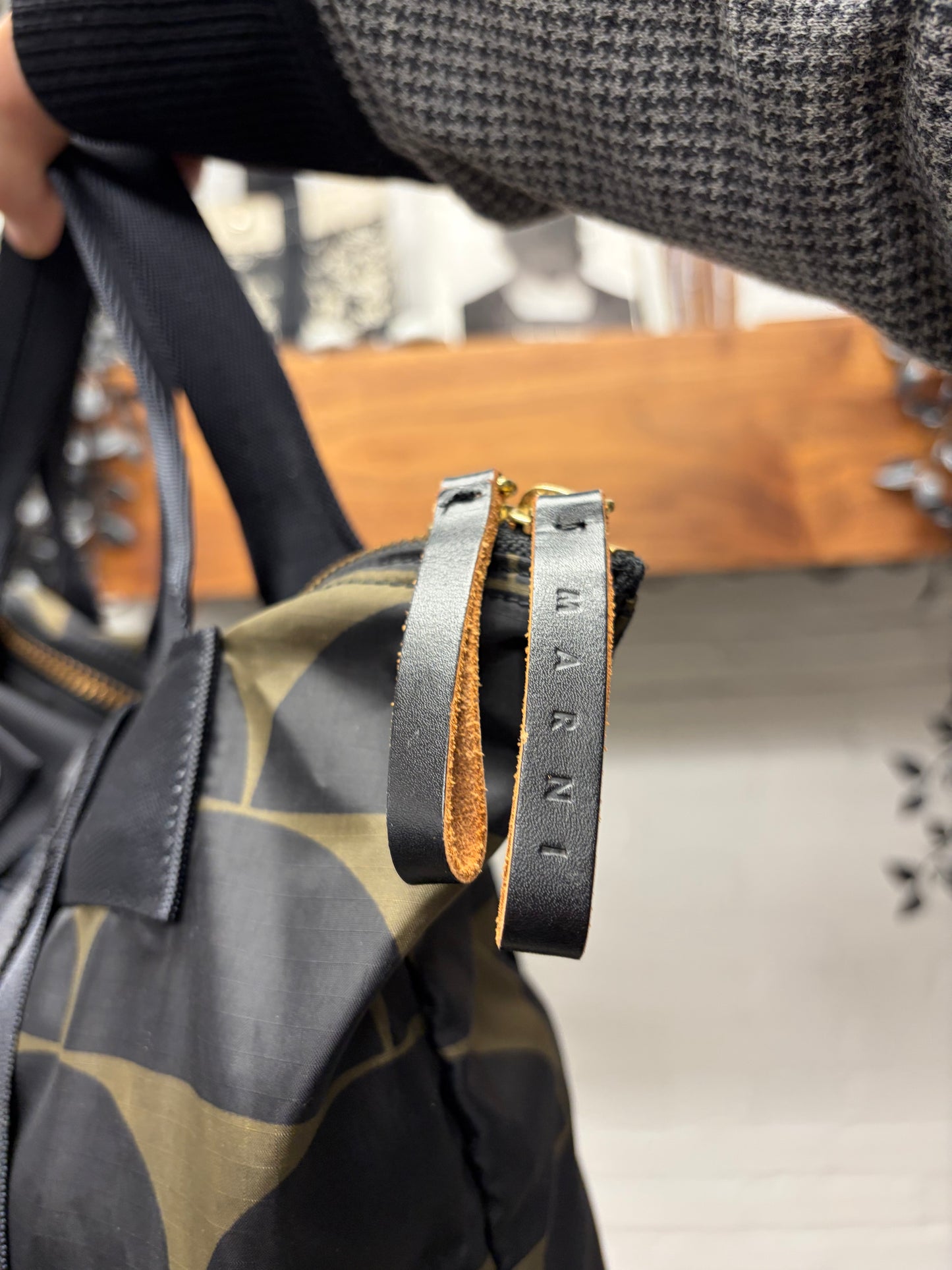 Marni x Porter Black/Green Nylon Tote Bag