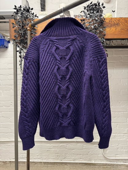 AW2003 Chanel ‘Fisherman’ Purple Cable Knit Quarter Zip Sweater