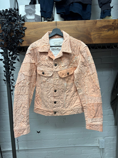 Greg Lauren Pink Denim Reconstructed Denim Jacket