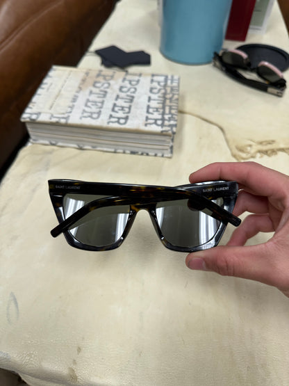 Saint Laurent ‘Kate’ Brown Tortoiseshell Cat Eye Sunglasses