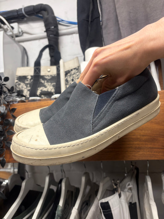 Rick Owens Black Canvas Slip-On Black/Milk Low Top Sneakers