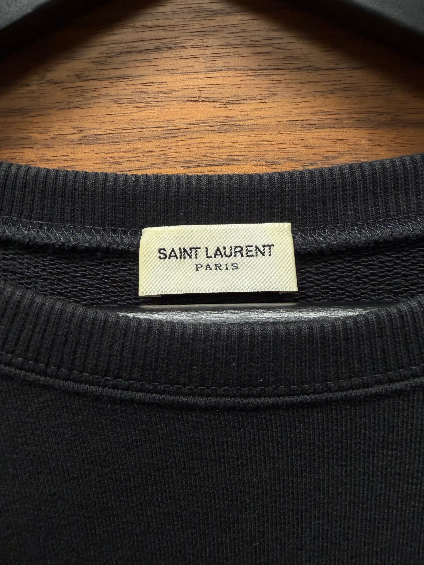 2018 Saint Laurent ‘Scorching Sun’ Black Embroidered Logo Sweatshirt