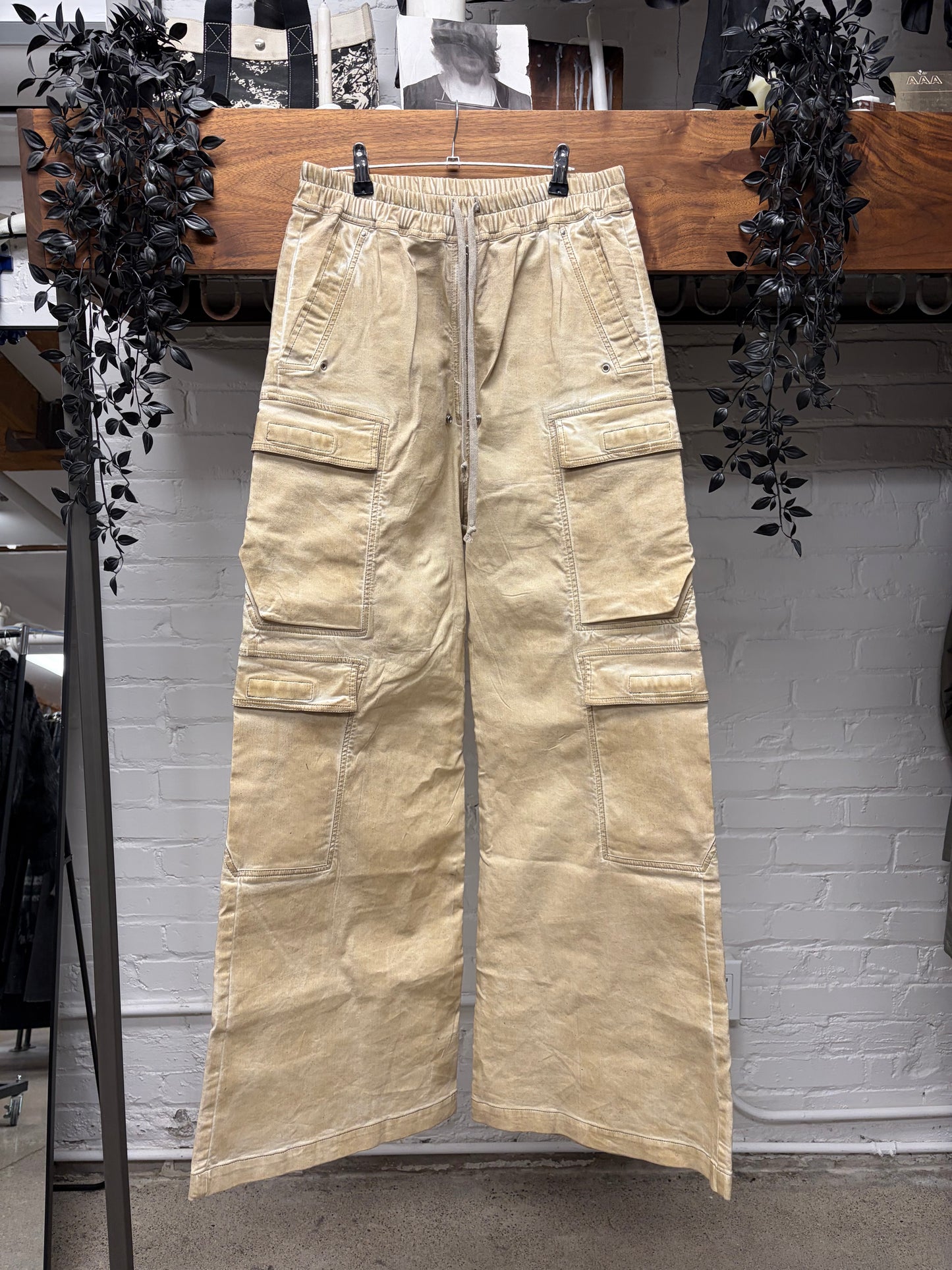 Rick Owens ‘CargoBela’ Waxed Parchment Wide Leg Pants