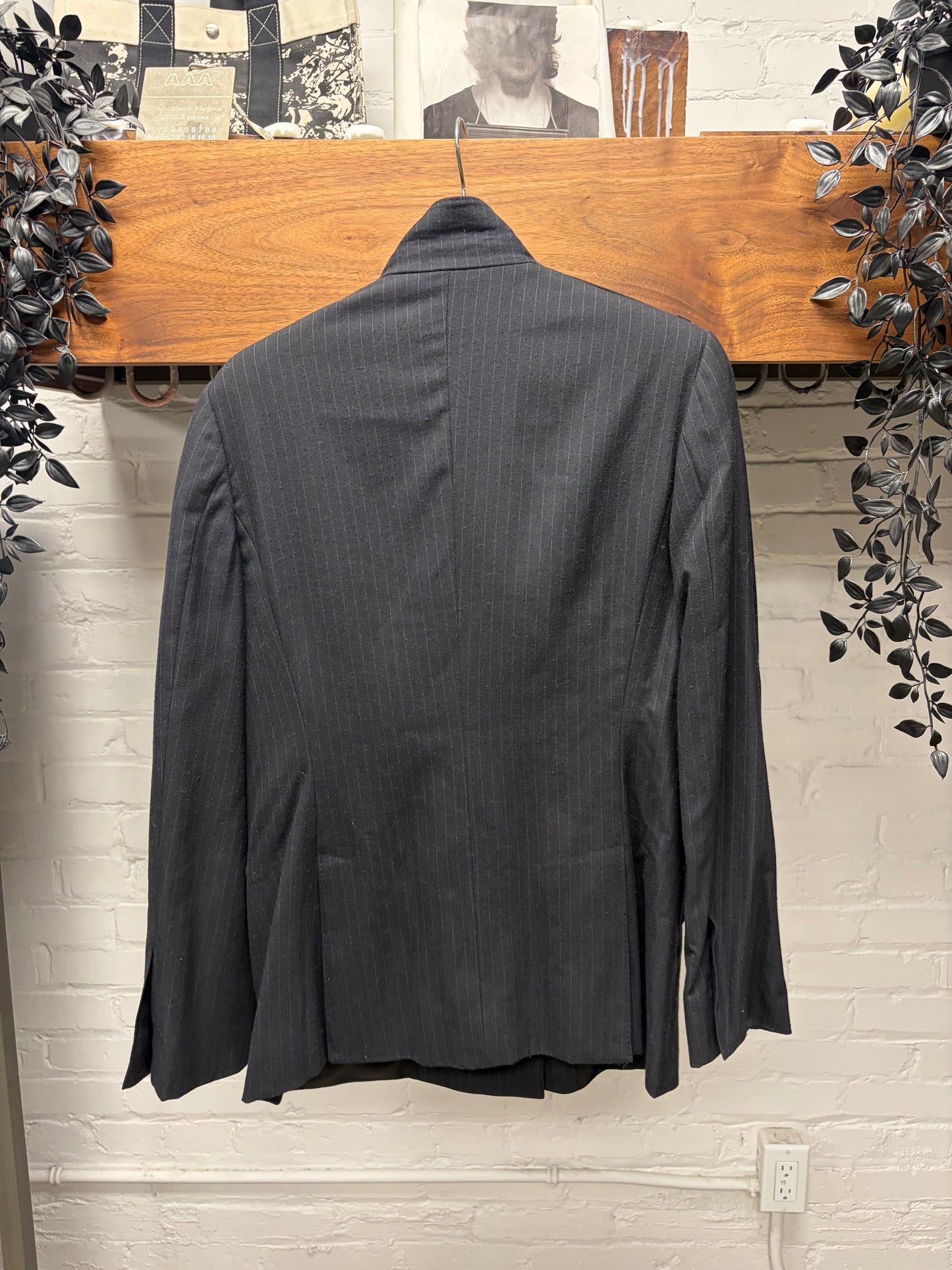 Vintage Gucci by Tom Ford High Neck Cotton Pinstripe Blazer/Straight Jacket