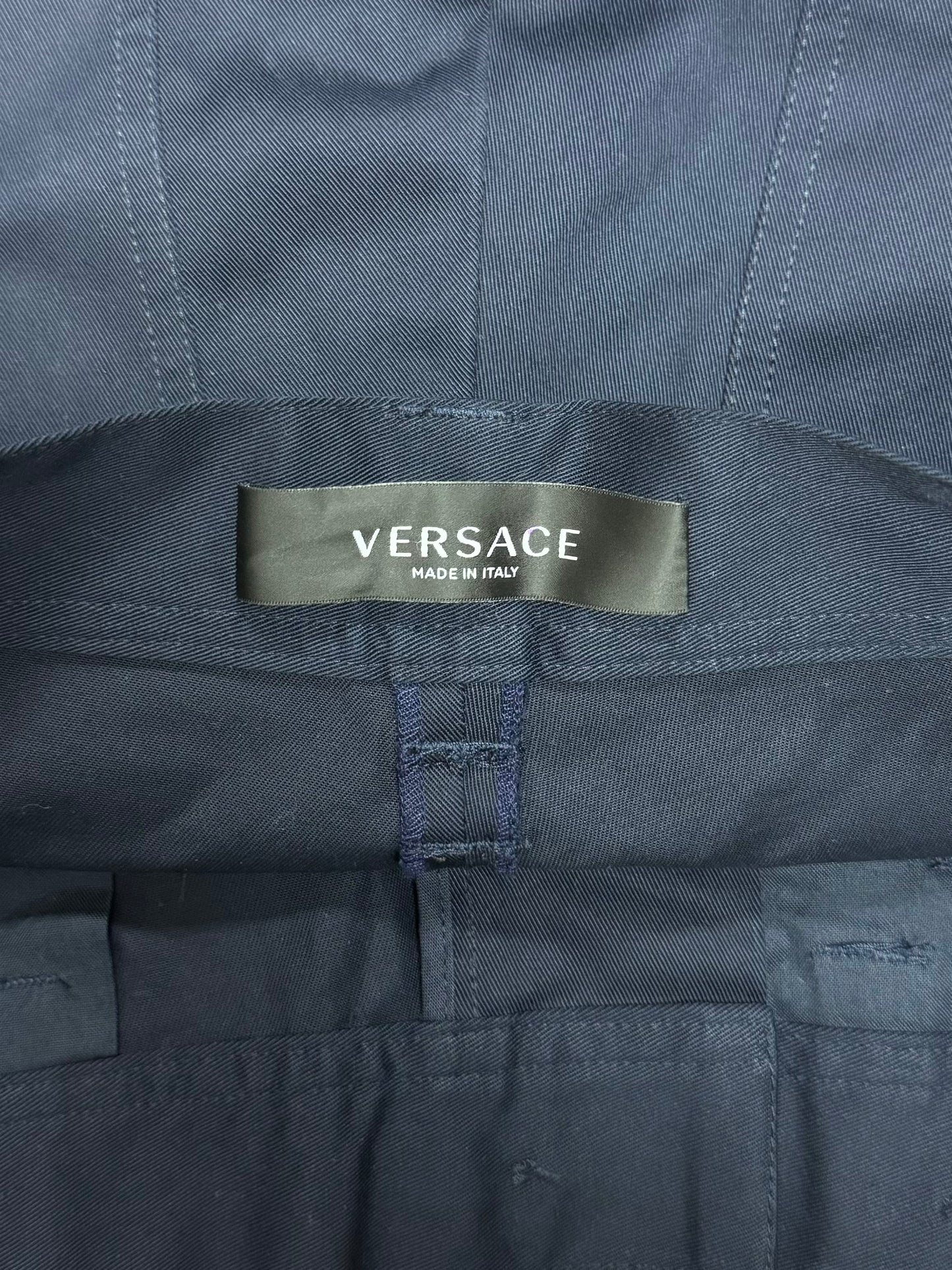 Versace Navy Blue Wide Leg Cargo Pants