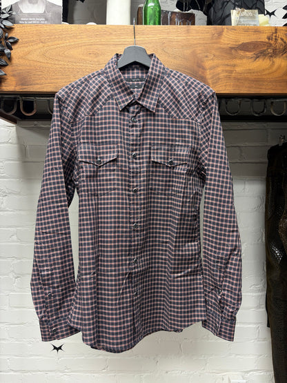 2011 Gucci by Frida Giannini Red/Black Plaid Western Button Up Shirt