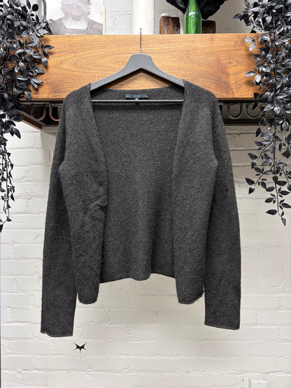 Gucci Grey Camel Hair Knit Buttonless Cardigan