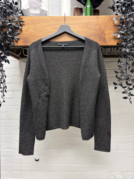 Gucci Grey Camel Hair Knit Buttonless Cardigan