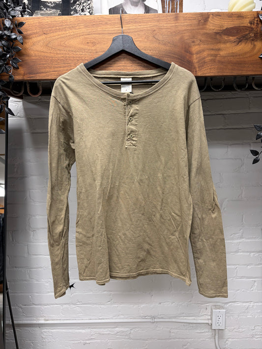 Kapital Brown Cotton ‘Henley’ Long Sleeve Shirt