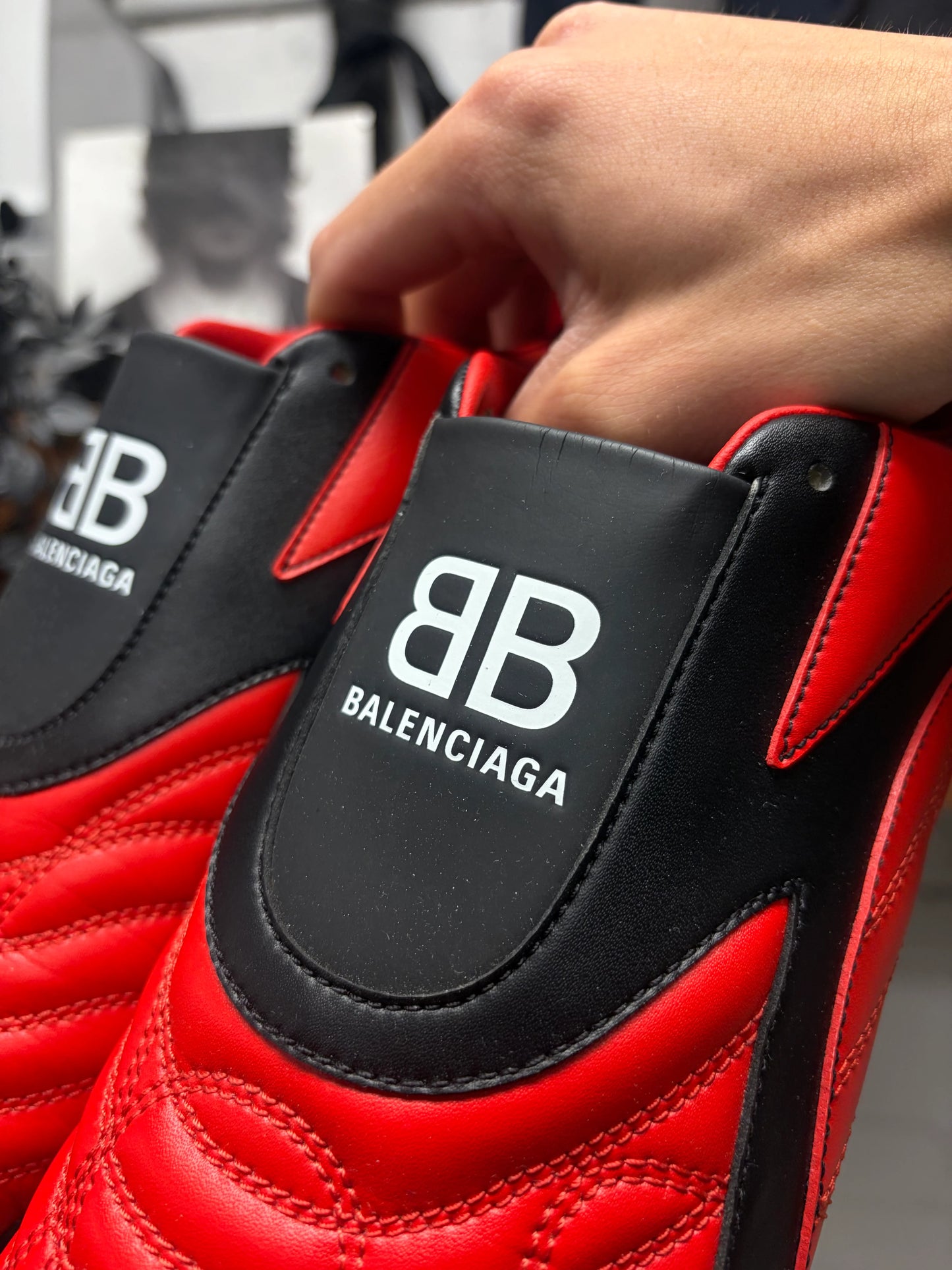 Balenciaga ‘Zen’ Black/Red Leather Low Top Sneakers