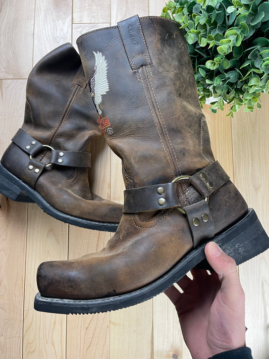 Harley Davidson Brown Leather Harness Boots