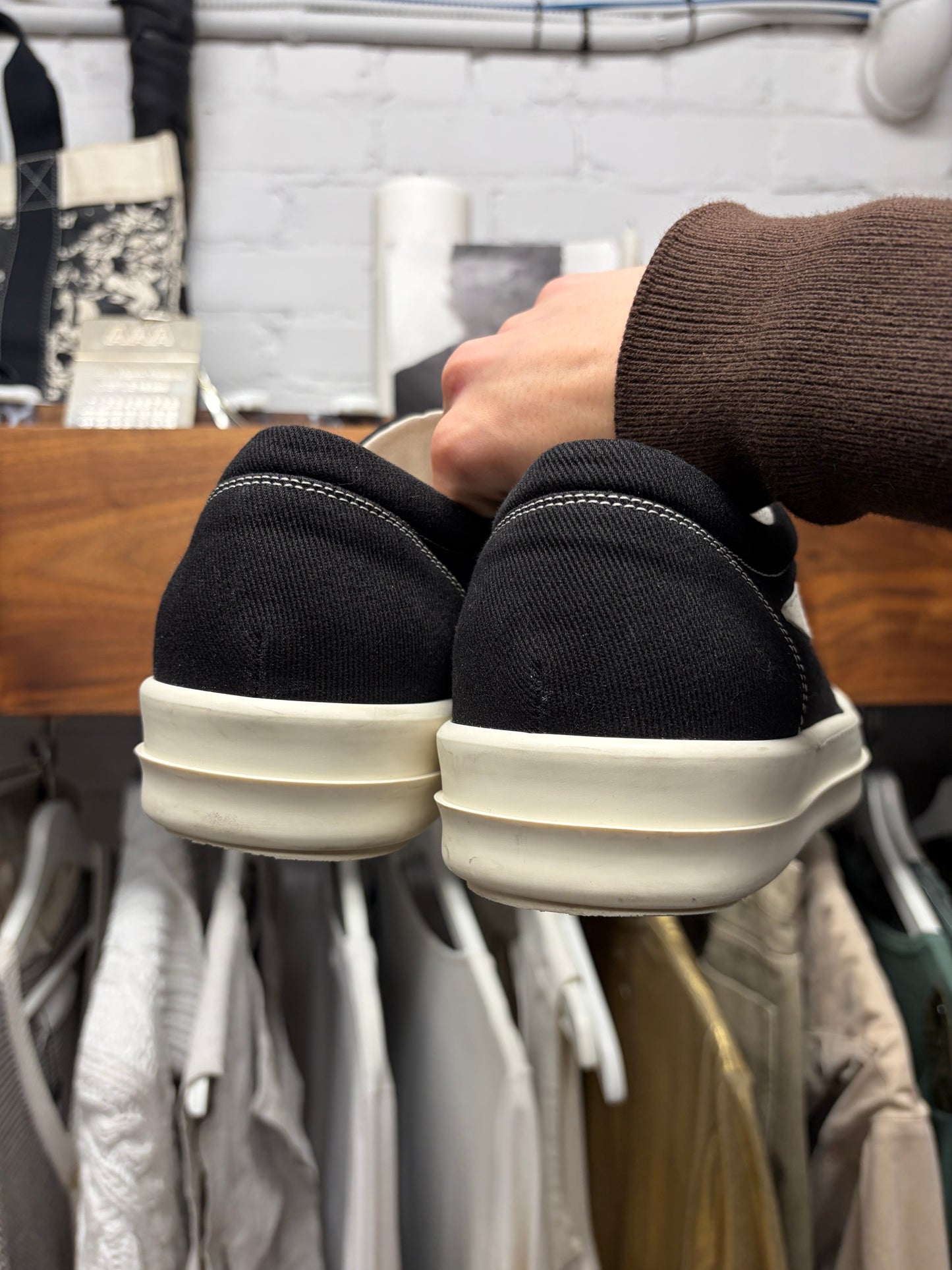 Rick Owens Vans ‘Black Canvas’ Low Top Sneakers
