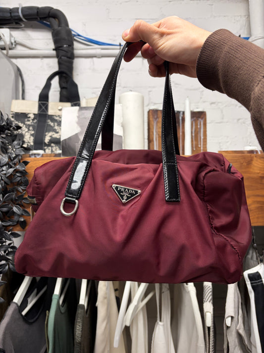 Prada Tessuto Nylon Oxblood Red Mini Gym Bag