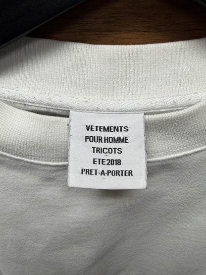 SS2018 Vetements ‘Baseball Logo’ Embroidered White/Red Sweatshirt