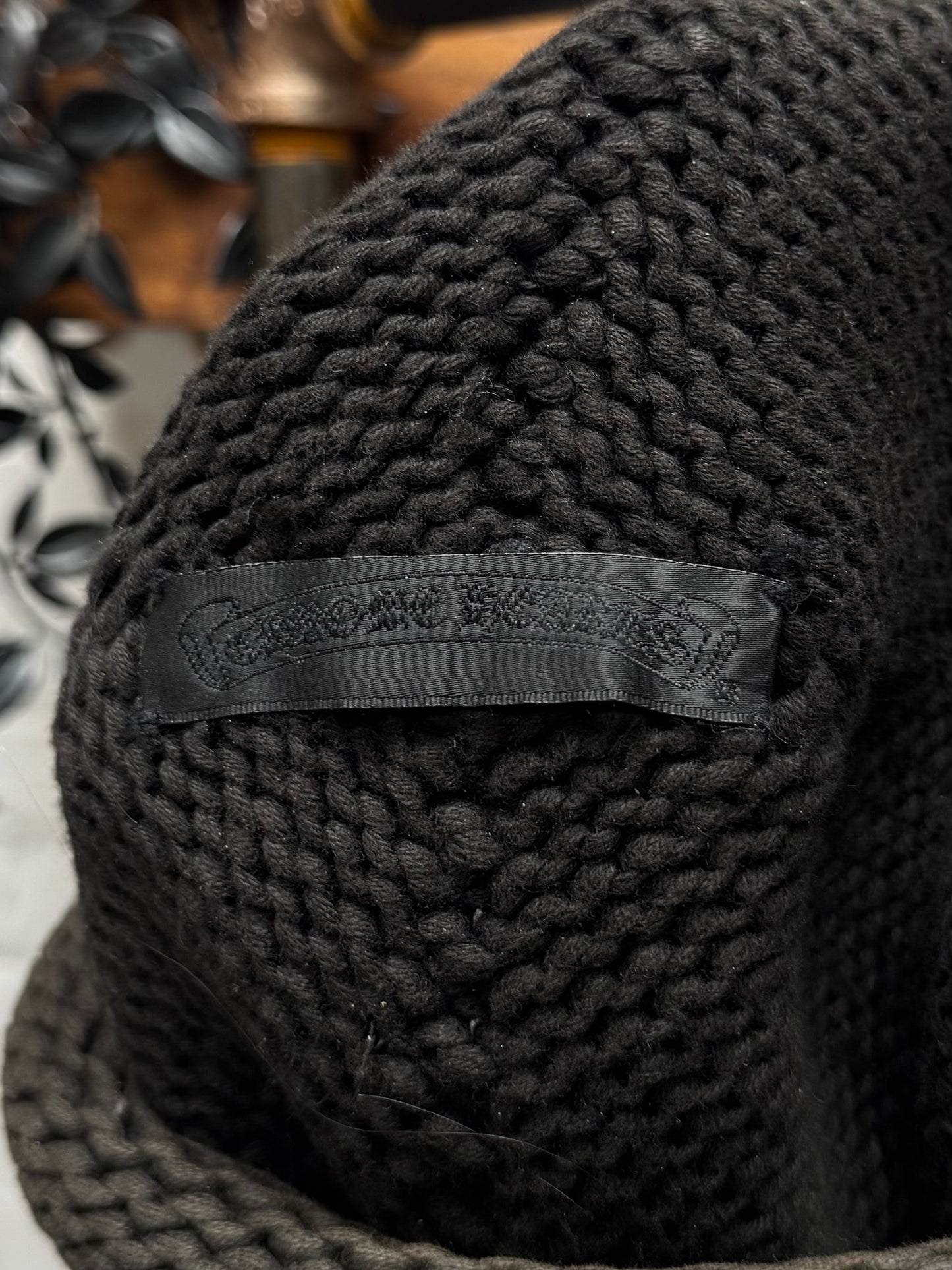 Vintage Chrome Hearts ‘Rolling Stones’ Leather Patch ‘Sun Faded’ Brown Beanie