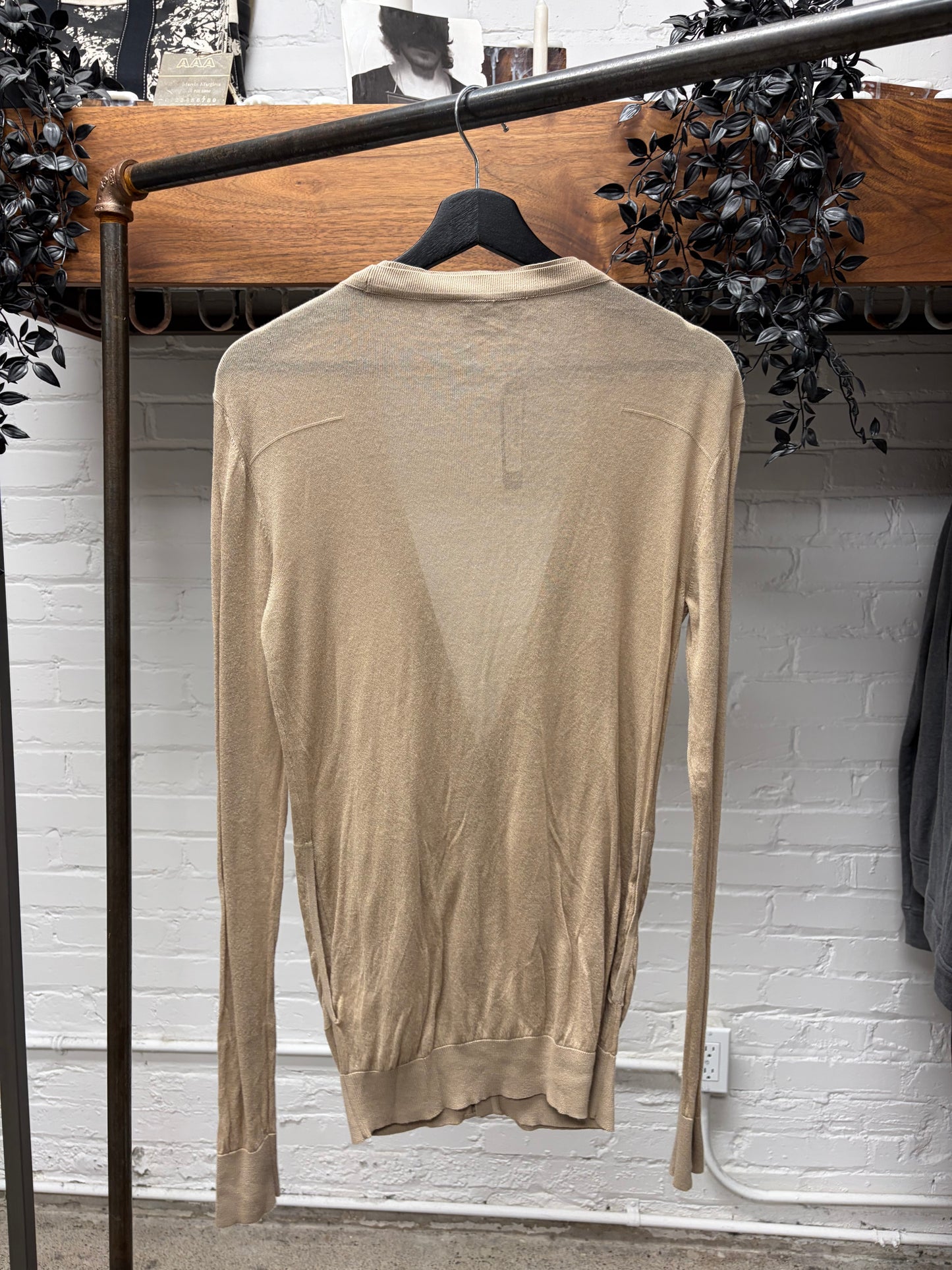 SS2010 Dior Homme Mesh Layered Tan Knit Cardigan