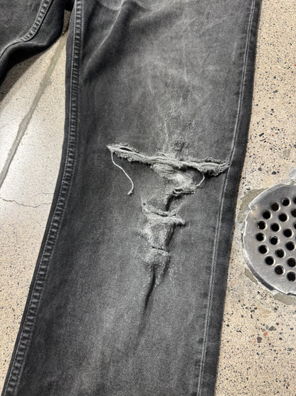 Vintage Helmut Lang ‘Overprint’ Low Rise Grey Bootcut Denim