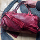 Balenciaga Oxblood Red Leather Crossbody/Top Handle City Bag