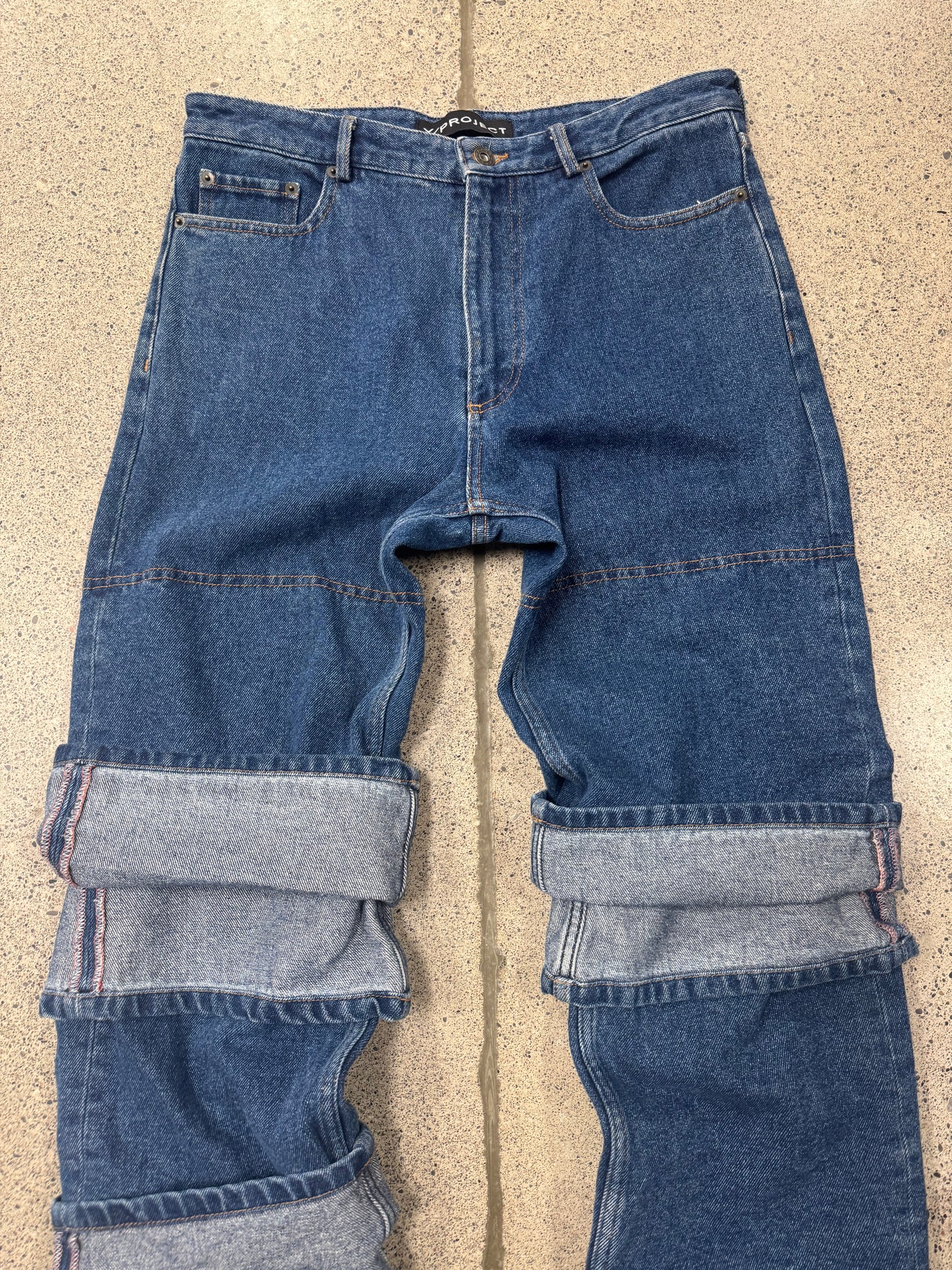 Y-Project Multi-Cuffed Blue Jeans