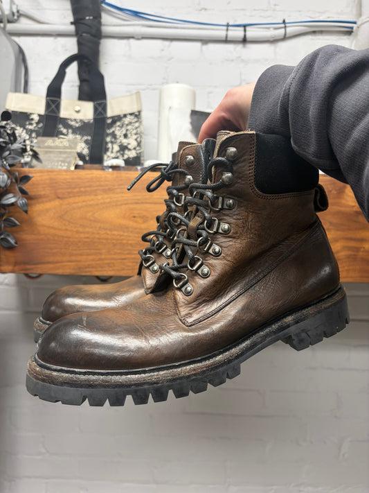 2000s Dolce & Gabbana Mainline Brown ‘Natural Patina’ Calfskin Leather Boots