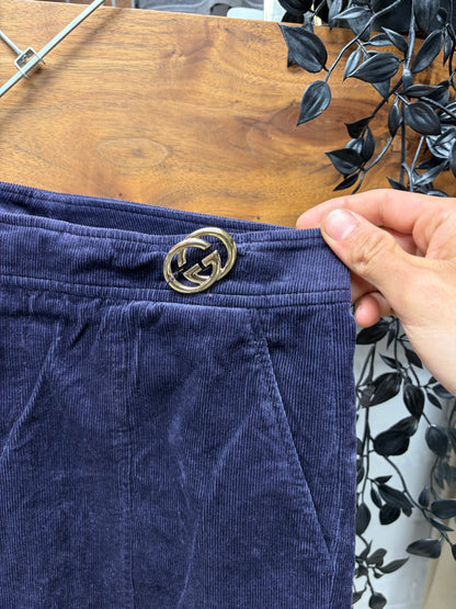 Gucci by Frida Giannini Purple Velet ‘GG Belted’ Wide Flared Leg Purple Capris