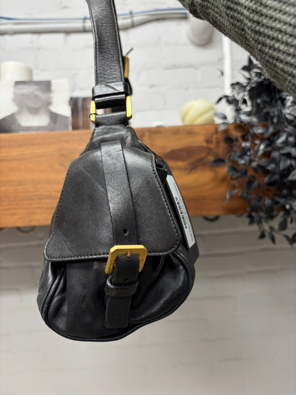 2000s Jil Sander Brown Lambskin Leather Mini Cargo Shoulder Bag