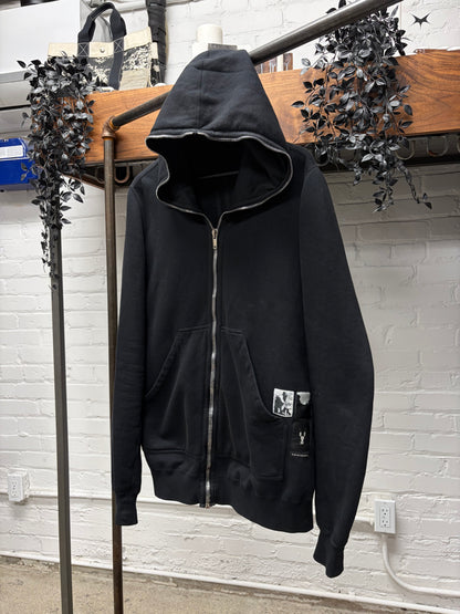 Rick Owens ‘Gimp’ Black Patched Cargo Back Full-Zip Hoodie
