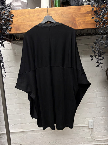 AW2017 Julius Black Ribbed Cotton Drop Shoulder Oversized Long Sleeve Shirt